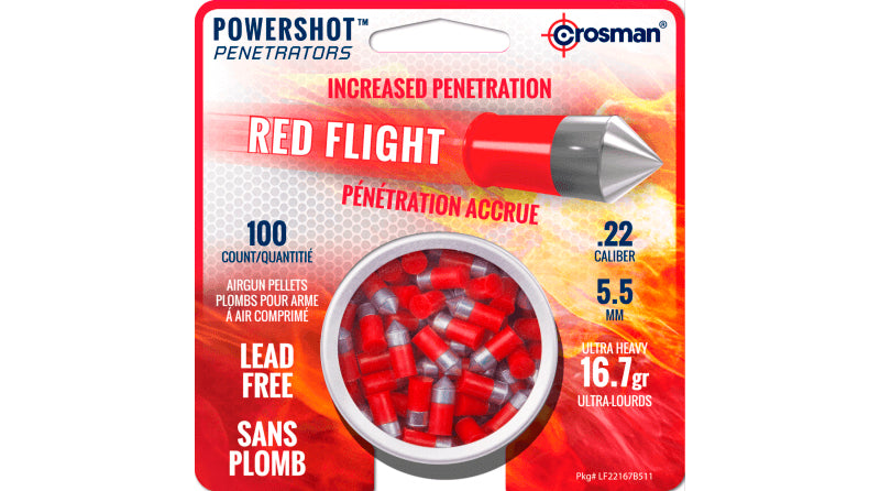 Crosman Red Flight blyfri hagl 5,5 mm med rød polymerspids