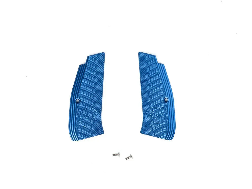 Grip shells, blå alu, CZ logo, CZ SP-01 Shadow Action Sport Games