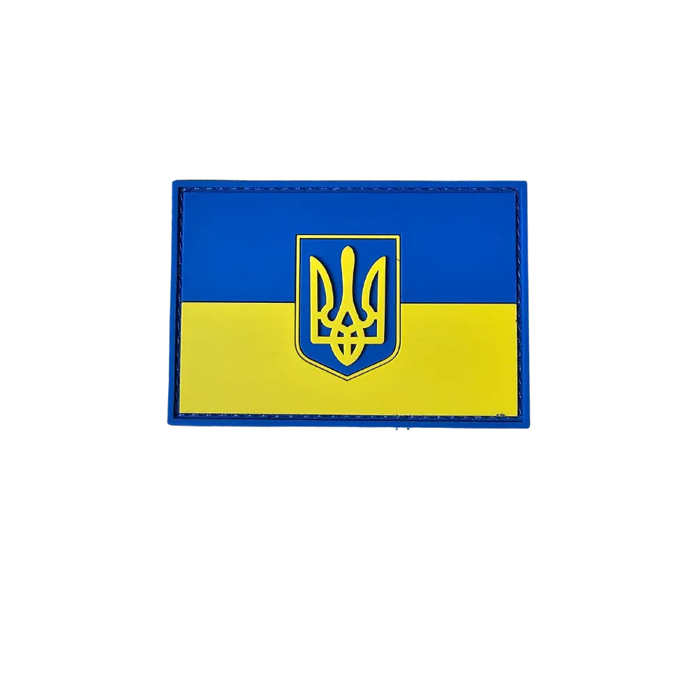 HH 3D PVC Patch Ukrainsk Flag med Våbenskjold Handelshuset Aulum
