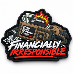 Financially Irresponsible PVC patch fra Hank Tactical på hvid baggrund