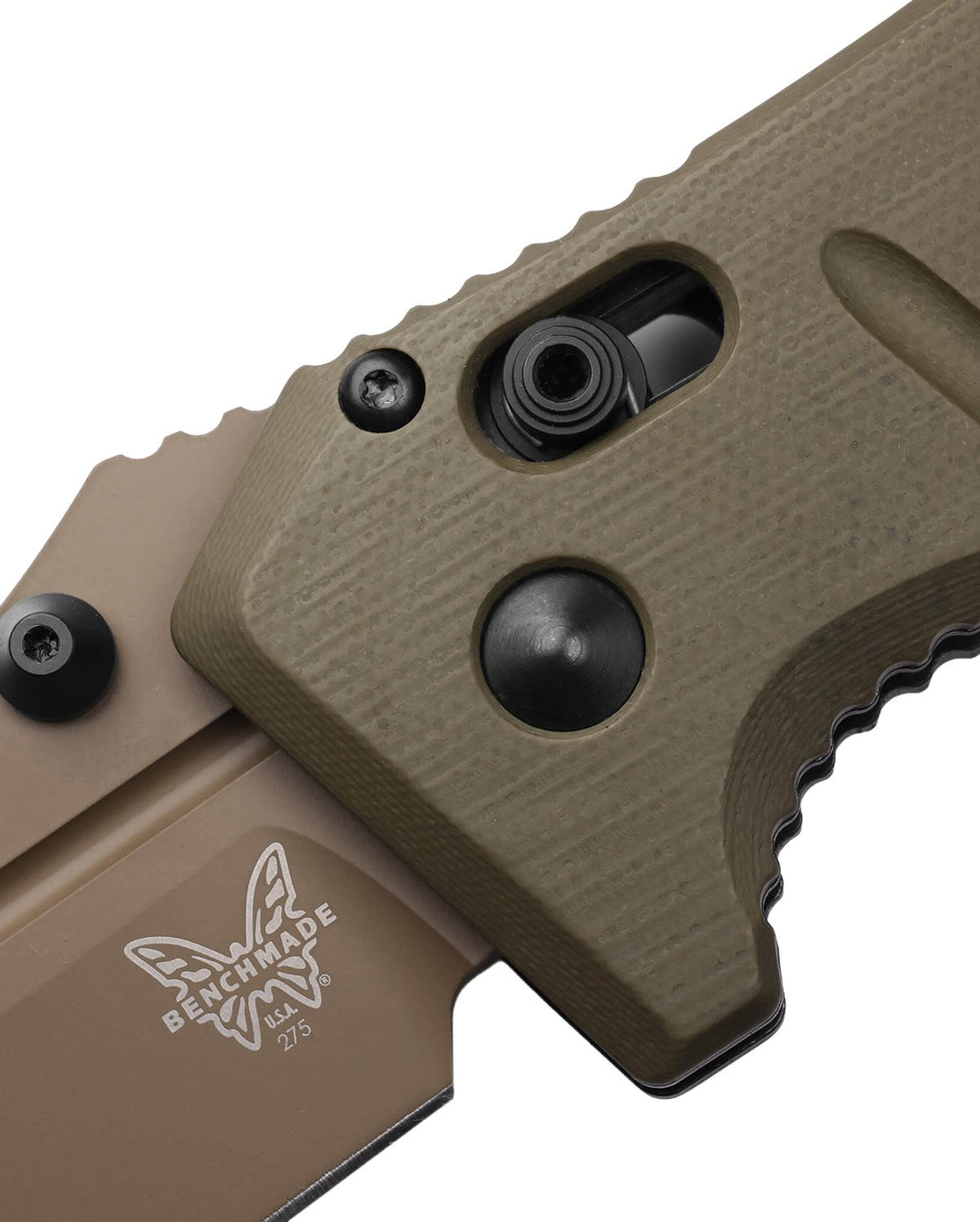 Benchmade 275FE-04 Adamas foldekniv med Flat Earth Cerakote-blad og OD Green G10-skæfte