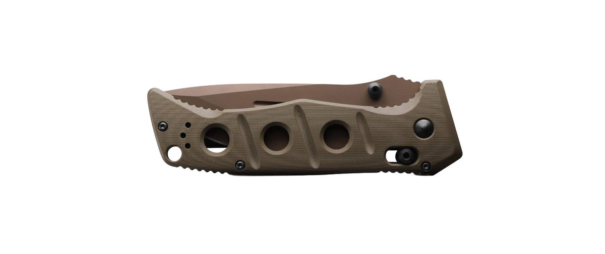 Benchmade 275SFE-04 Adamas foldekniv med delvist savtakket Flat Earth Cerakote-blad og OD Green G10-skæfte