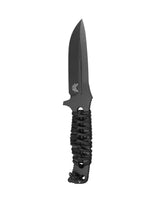 Benchmade 375BK-02 Fixed Adamas kniv med fast blad i Cobalt Black Cerakote, paracord-viklet skæfte og skede