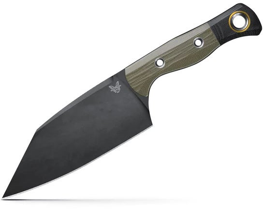 Benchmade 4010BK-01 Station Knife køkkenkniv med bredt CPM-154 clip point-blad i sort DLC og skæfte i OD Green G10 med sort bolster
