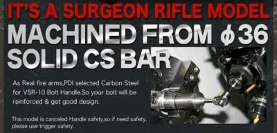 Surgeon håndtag, CS til VSR-10, pistolgreb i sort farve.