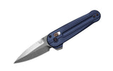 Benchmade 491 Lowden foldekniv med satin M390 spear point-blad og skæfte i Crater Blue anodiseret aluminium
