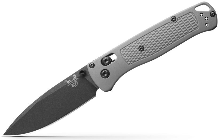 Benchmade 535BK-08 Bugout foldekniv med sort Cerakote CPM-S30V drop-point blad og skæfte i Storm Gray Grivory