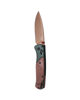 Benchmade 535FE-2602 Bugout foldekniv i Taiga Green med CPM-S90V drop-point blad og skæfte i aluminium og brun Canvas Micarta