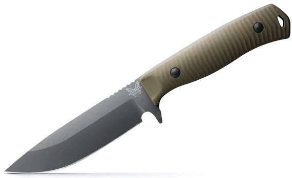 Benchmade 539GY Anonimus kniv med fast blad, grå Cerakote CPM-CruWear drop-point blad, OD Green G10-skæfte og Boltaron-skede