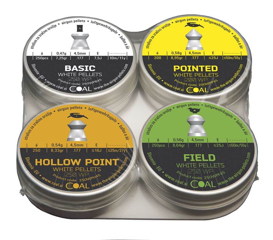 COAL Sample pack with 4 different shots, 4.5 mm (.177)