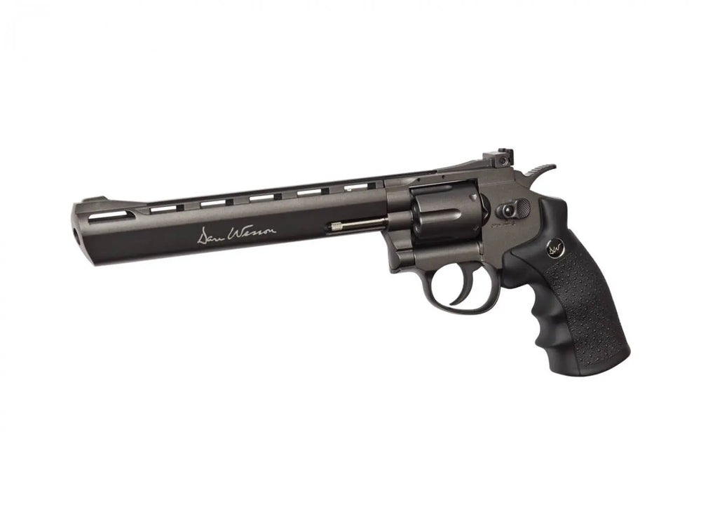 Dan Wesson 8 tommer airsoft revolver i sort med 6 metalhylstre
