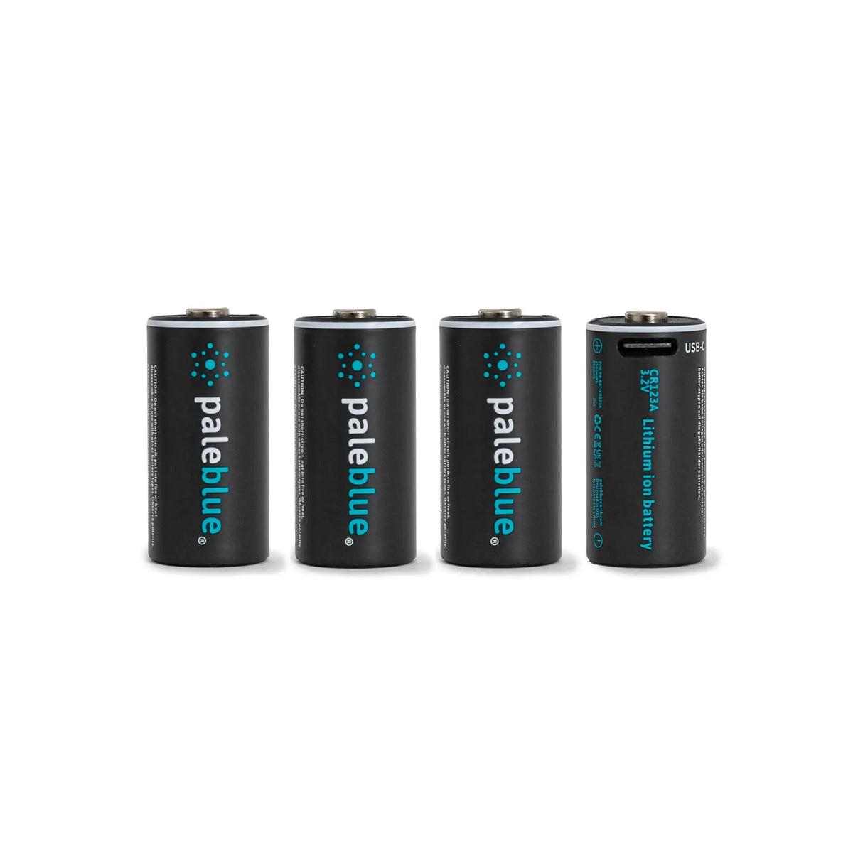 Pale Blue Rechargeable CR123A Batteries, 4 pcs