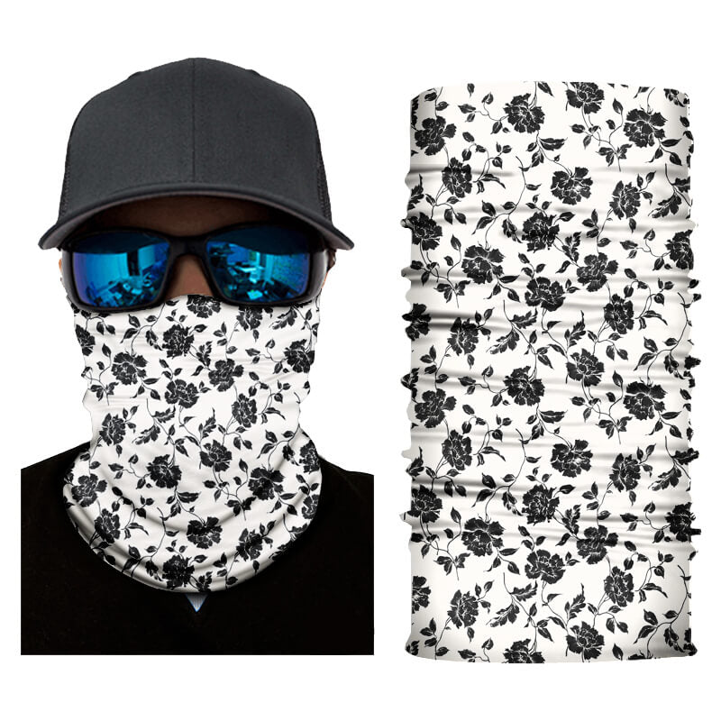 HH Neck Gaiter, Black Flowers