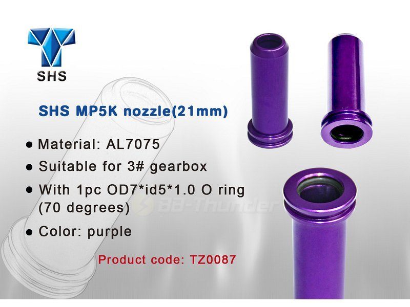 Nozzle, air, MP5K, 21mm, in aluminum with O-ring