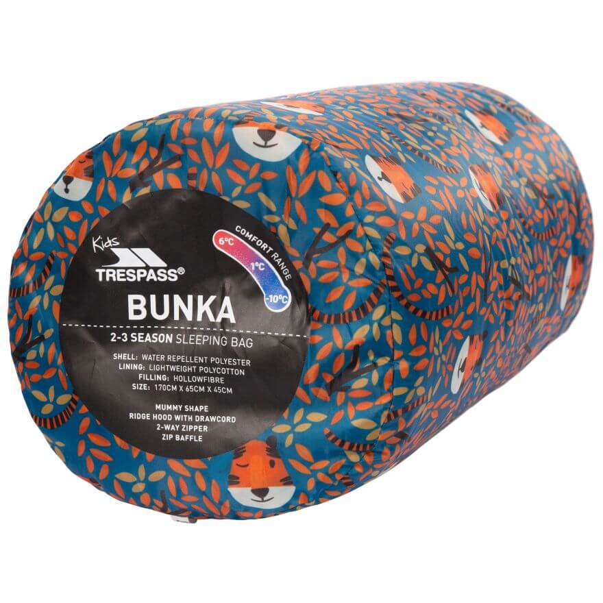 Trespass Bunka Kids Sleeping Bag, Tiger