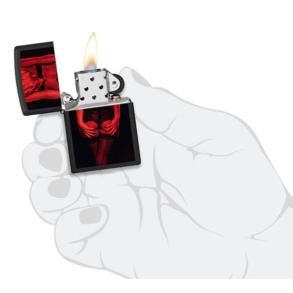 Zippo Lighter Woman, Black Matte – størrelse i hånden – billede 4