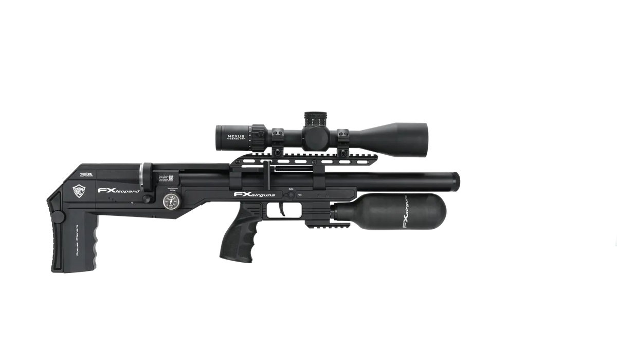FX Leopard Compact Bottle PCP-luftgevær i 4,5 mm, bullpup med kulfiberflaske og 500 mm løb