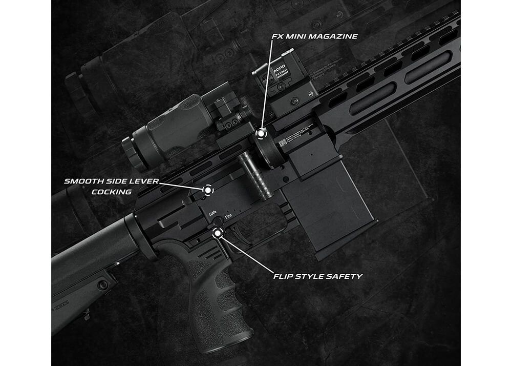 FX DRS Tactical 600 PCP-luftgevær i 4,5 mm med UG-1 greb og skinner i fuld længde